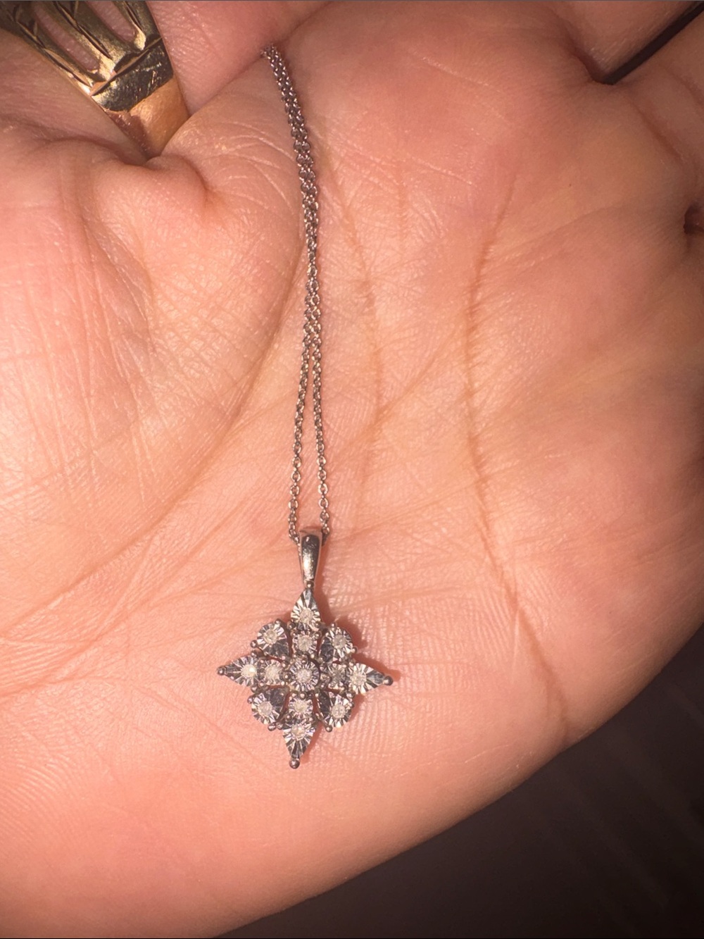 Sterling Silver Clear Crystal Floral Star Pendant Necklace